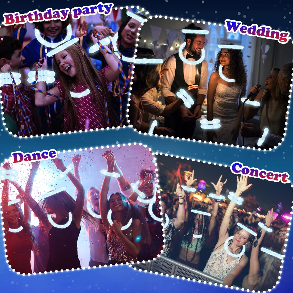 Skiennix Glow Sticks - 12-24 PCS White Party Favors | Fun Necklaces & Bracelets for Kids' Celebrations