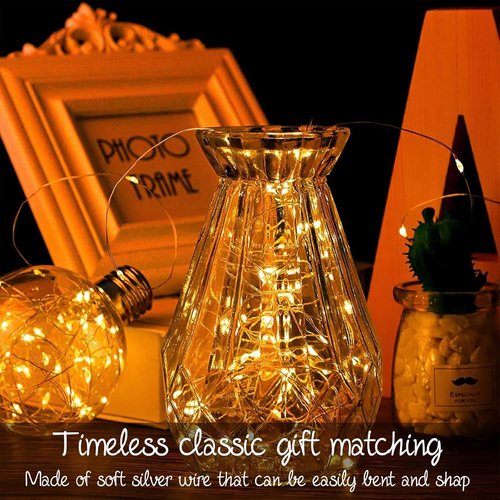 Ineximun LED Fairy Lights - 24 Pack Battery Operated 7Ft Warm White Mini String Lights | Waterproof Decor for Mason Jars, Bedroom, Parties, Weddings