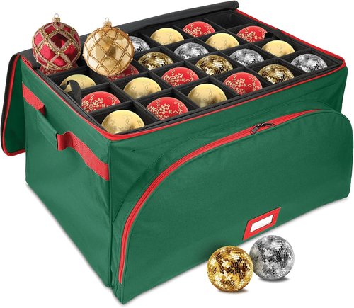 HOLDN’ STORAGE Premium Christmas Ornament Storage Container | Durable 600D Fabric, Holds Up to 72 Ornaments, Green