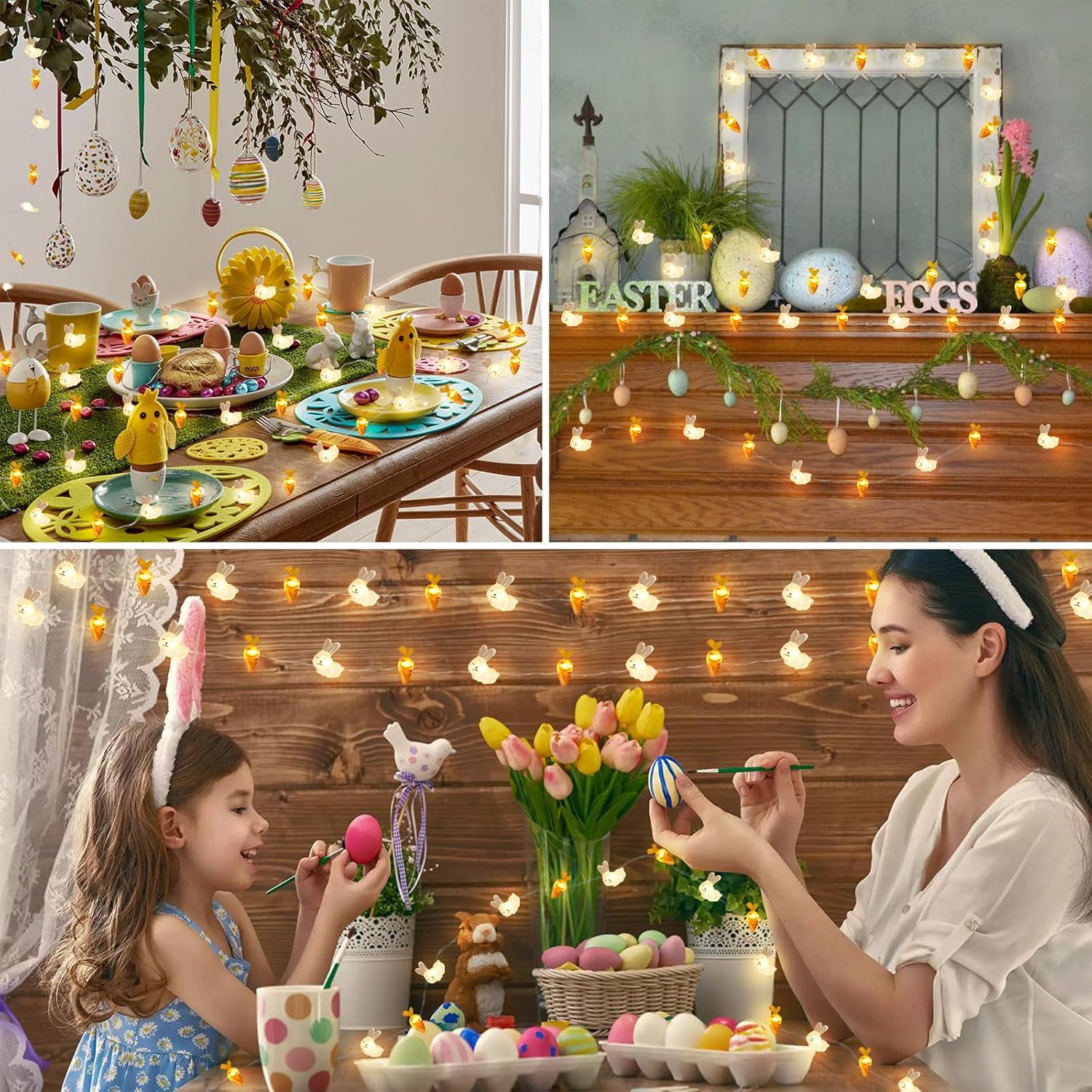 Suddus Easter String Lights - Battery Operated 12.8ft with 40 LED Bulbs for Indoor & Outdoor Decor