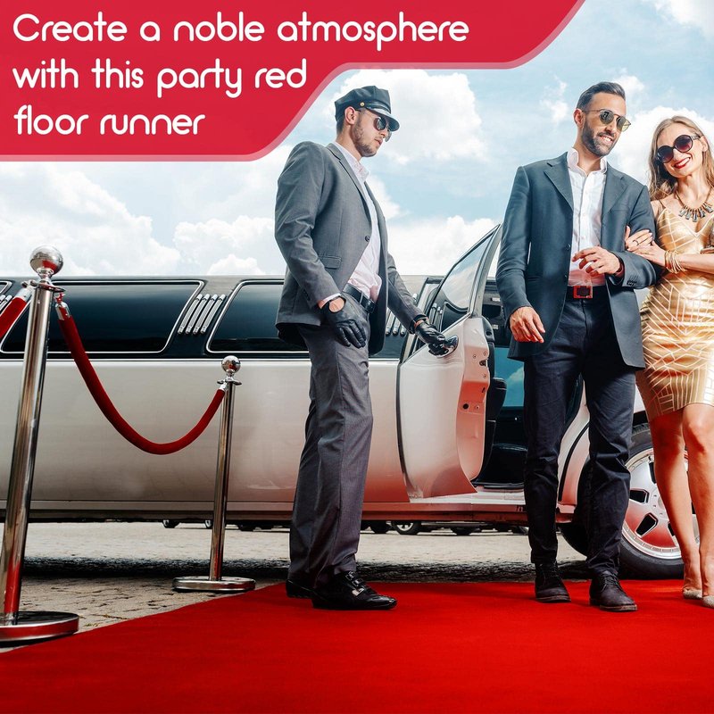 Boao 20 x 2.3 ft Neoprene Carpet Runner Reusable Plastic Floor Runner Non Slip Rubber Backed Rugs for Hallway Aisle Carpet Roll for Wedding Party Decor Prom Business Outdoor(Red)