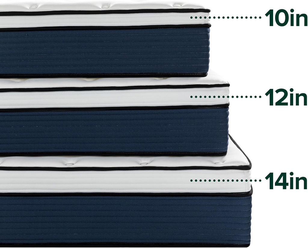 ZINUS 12 Inch Queen Comfort Support Hybrid Mattress - Fiberglass Free, Medium Plush, Motion Isolation, Safe Materials