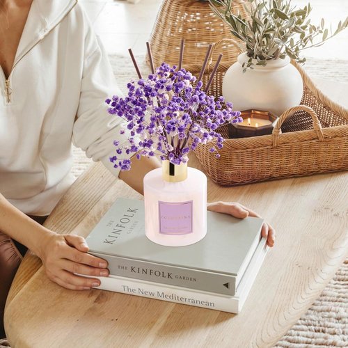 Cocorrína Reed Diffuser - Lavender Garden 6.7 Fl. Oz | Elegant Home Fragrance Set with Sticks & Baby's Breath