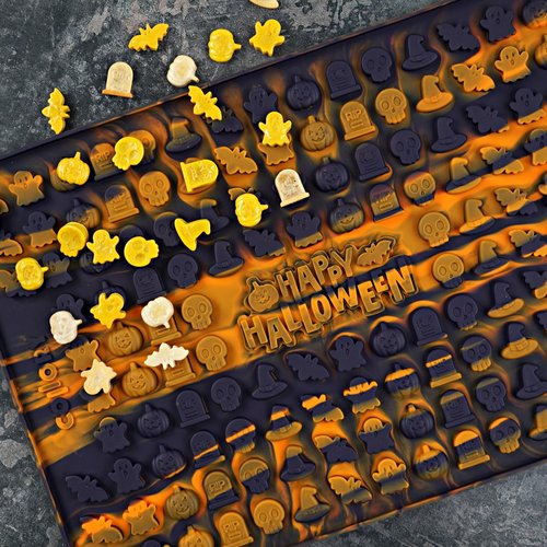 Collory silicone mold for dog treats, mini cookies in Halloween shape, baking mold for chocolates and candy, baking mat, food safe and BPA-free