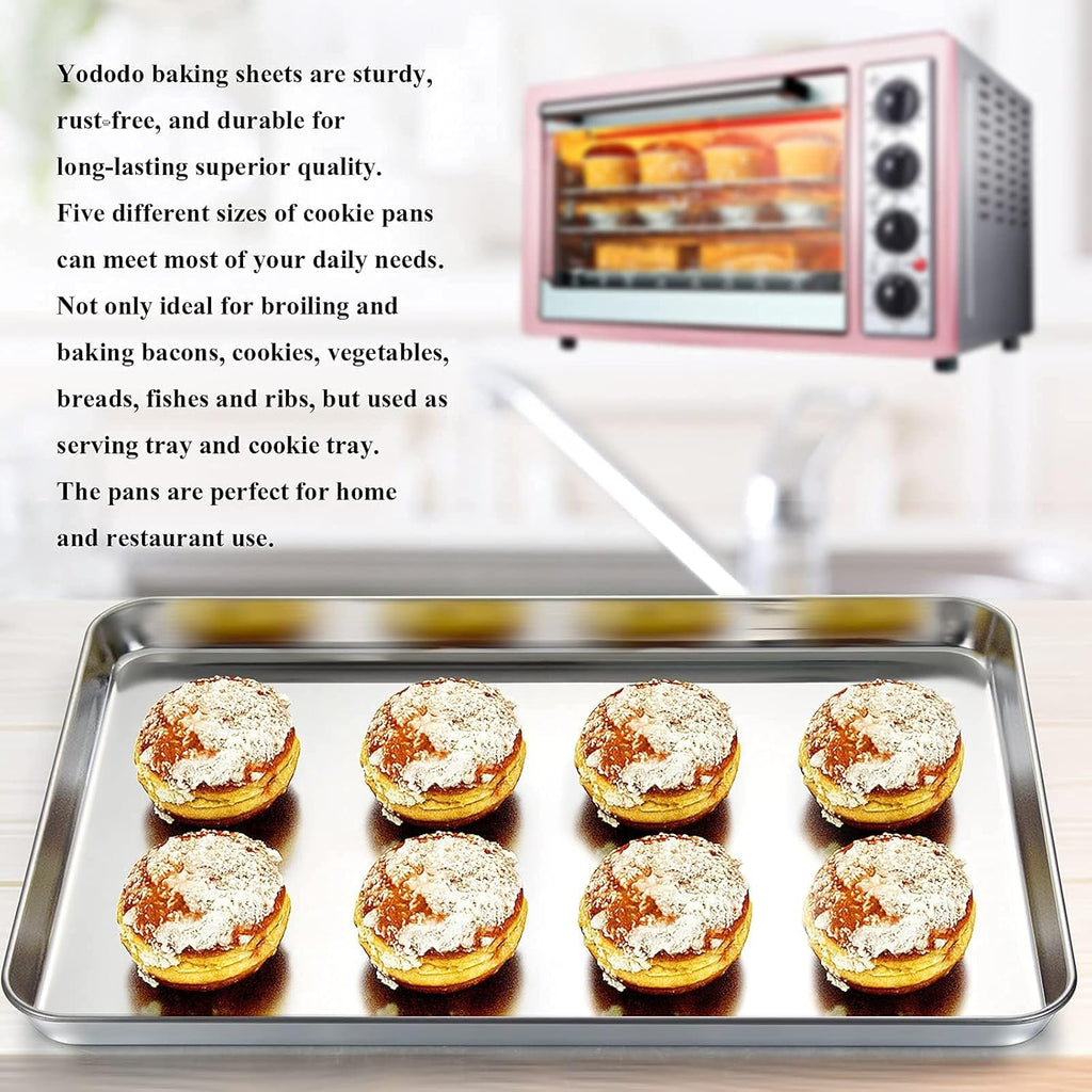 Yododo Baking Sheet Set - Stainless Steel Cookie Sheets with Cooling Racks | Heavy Duty & Easy Clean - 17½ Inch