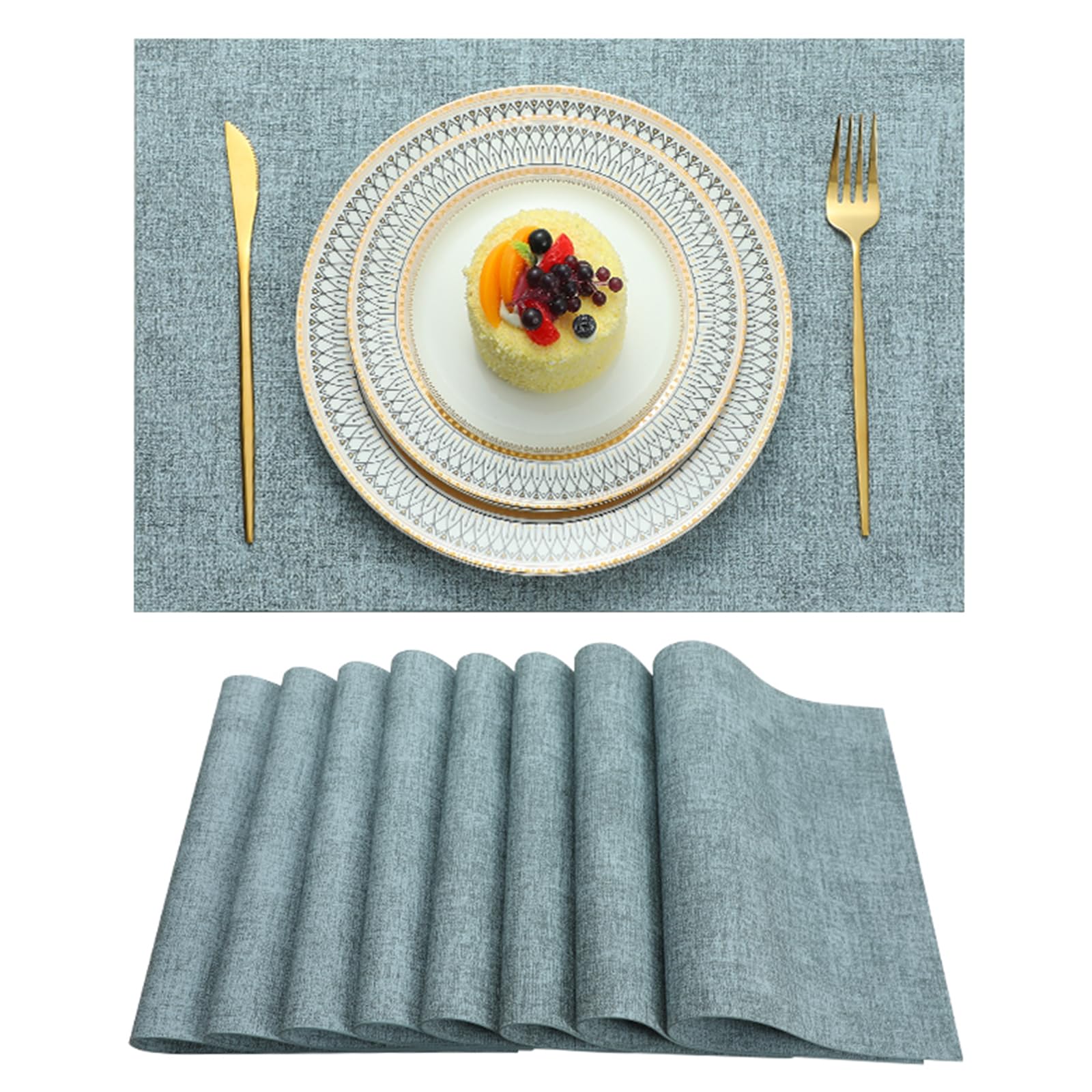 LQICAI Placemats Set of 6 Washable Heat Resistant Place Mats PVC Woven Dining Table Mat Green 4pcs