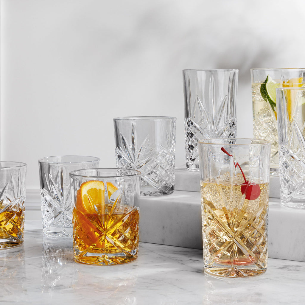 Godinger Highball Drinking Glasses, Tall Glass Cups, Water Glasses, Cocktail Glasses, Dublin Collection - Set of 4