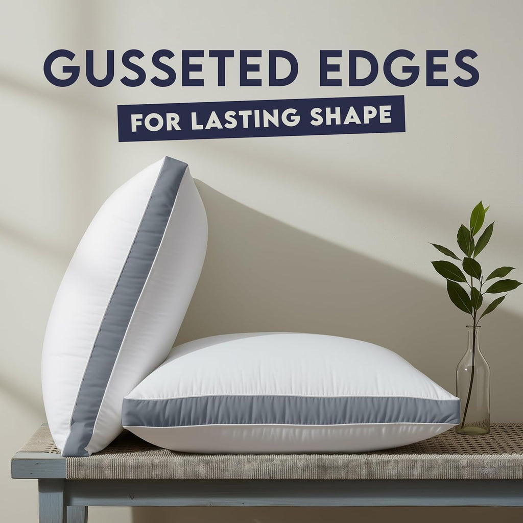 Utopia Bedding King Size Bed Pillows - Soft & Fluffy Down Alternative | Set of 2, Cooling Grey Gusseted Pillows