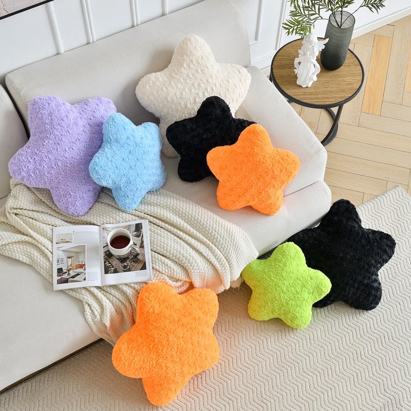 ZCNYCLAM Star Pillow, 14.9" Star Shaped Plush Pillow for Couch Bed Sofa, Cute Decorative Throw Pillows with Soft Faux Fur Room Decor for Bedroom Living Room (Blue)