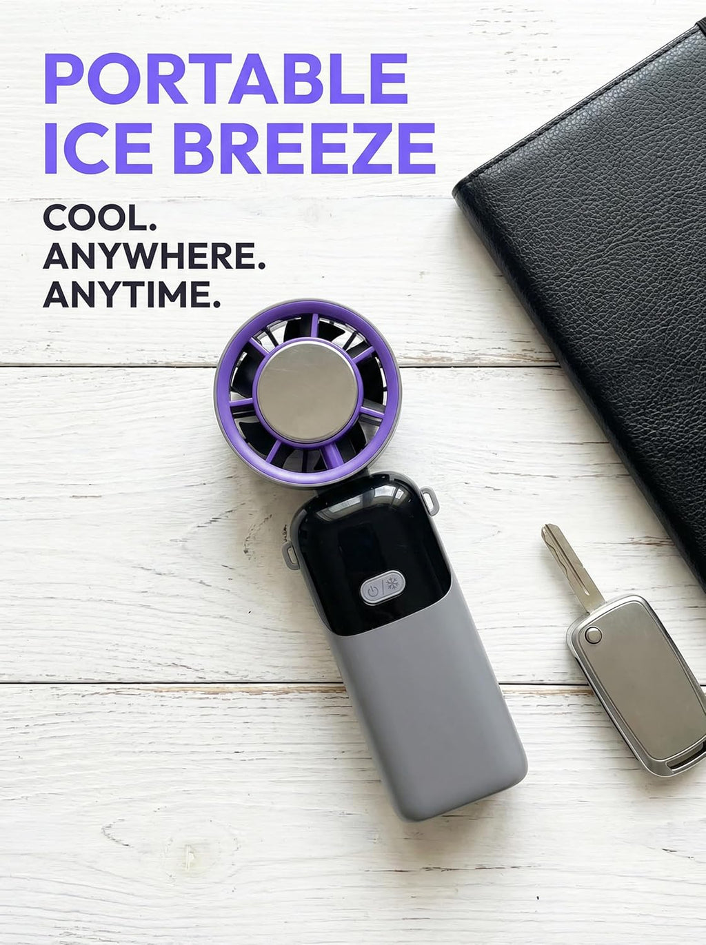 Skiennix Handheld Portable Fan - Rechargeable Mini Turbo Fan with Ice Cooler for Travel | Light Grey
