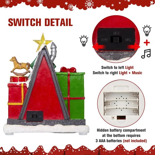 LED Lighted Musical Village House - 7.1” Triangular Christmas Decoration for Holiday Home Decor