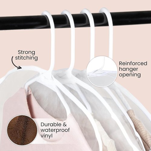 Handy Laundry Clear Vinyl Shoulder Covers - 16 Garment Protectors for Dust-Free Storage & Protection
