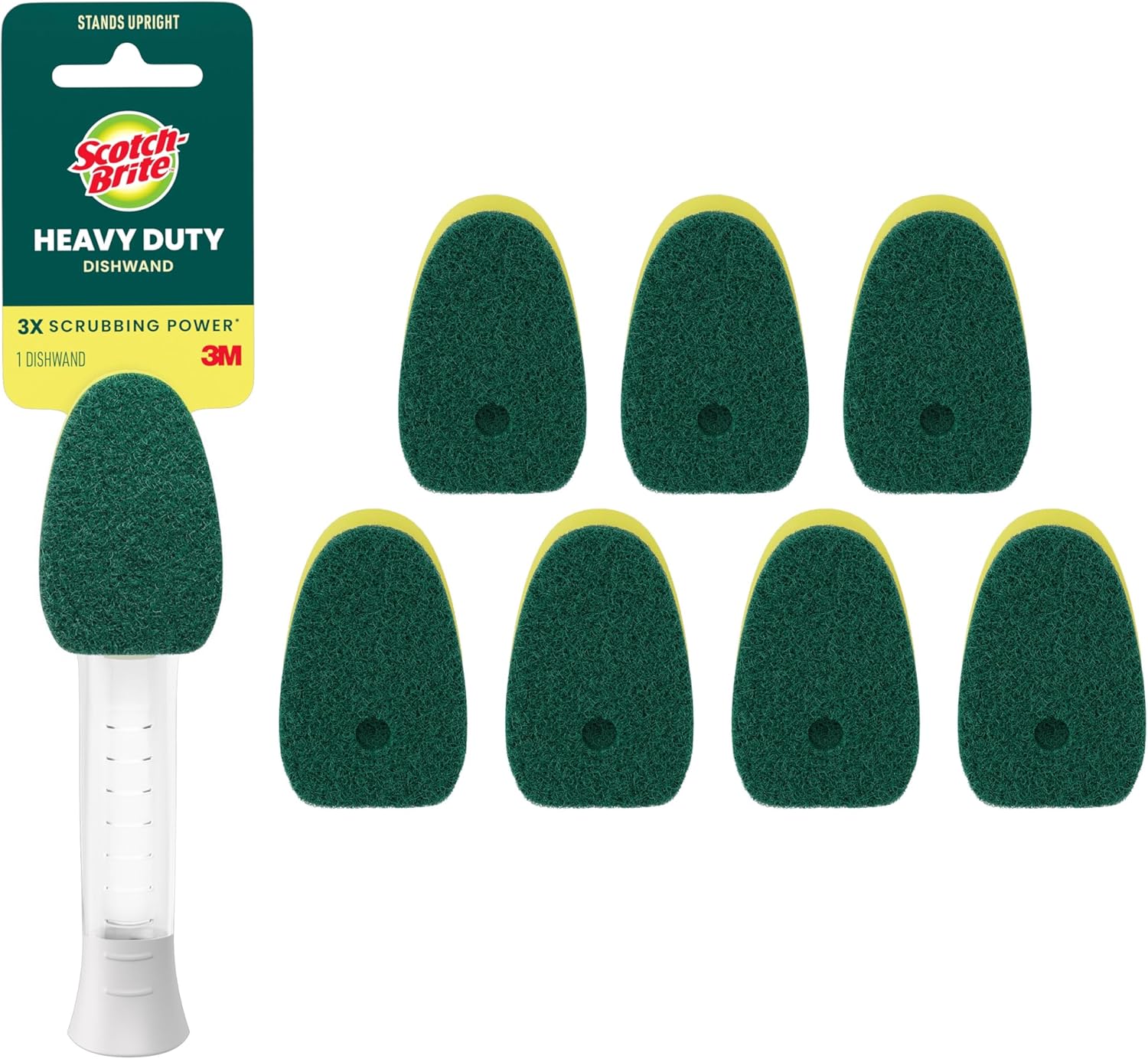 Scotch-Brite Heavy Duty Dishwand Kit - Includes 1 Wand & 8 Refill Pads | Mess-Free Cleaning Solution