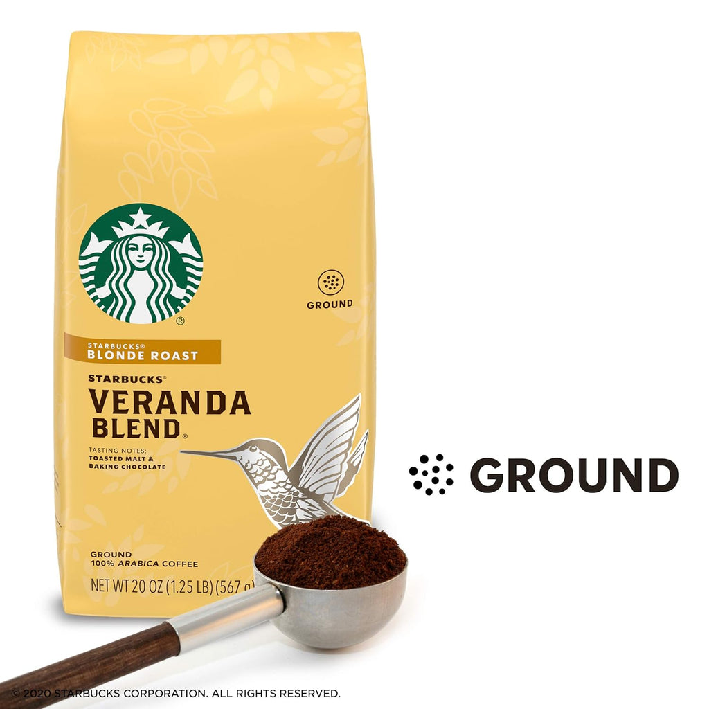 Starbucks Veranda Blend Ground Coffee - Smooth & Light Roast, 20-Ounce Bags | Pack of 6