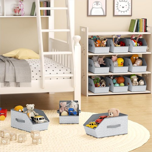Homsorout Large Closet Storage Cubes - Versatile Bins with Dual Handles for Clothes & Toys | Light Gray, 4 Pack