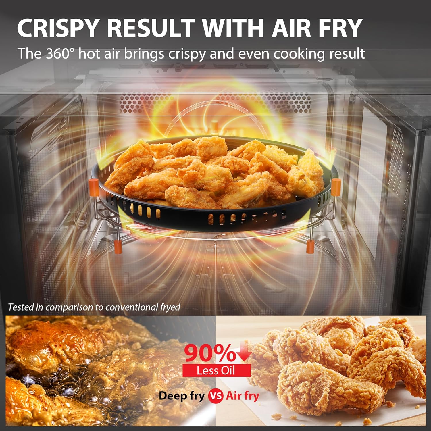 TOSHIBA Air Fryer Combo Microwave Oven - 8-in-1 Convection & Broil | 1.0 Cu.ft, Black Stainless Steel