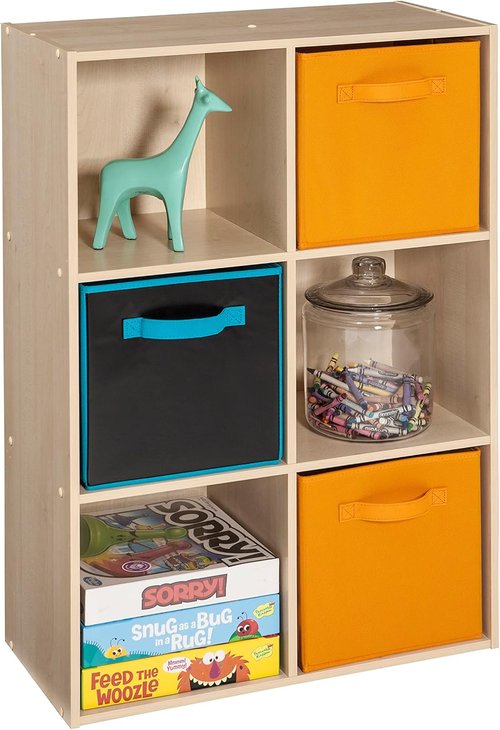 ClosetMaid Cubeicals 6-Cube Storage Shelf | Stackable Organizer in Birch Finish - Easy Assembly