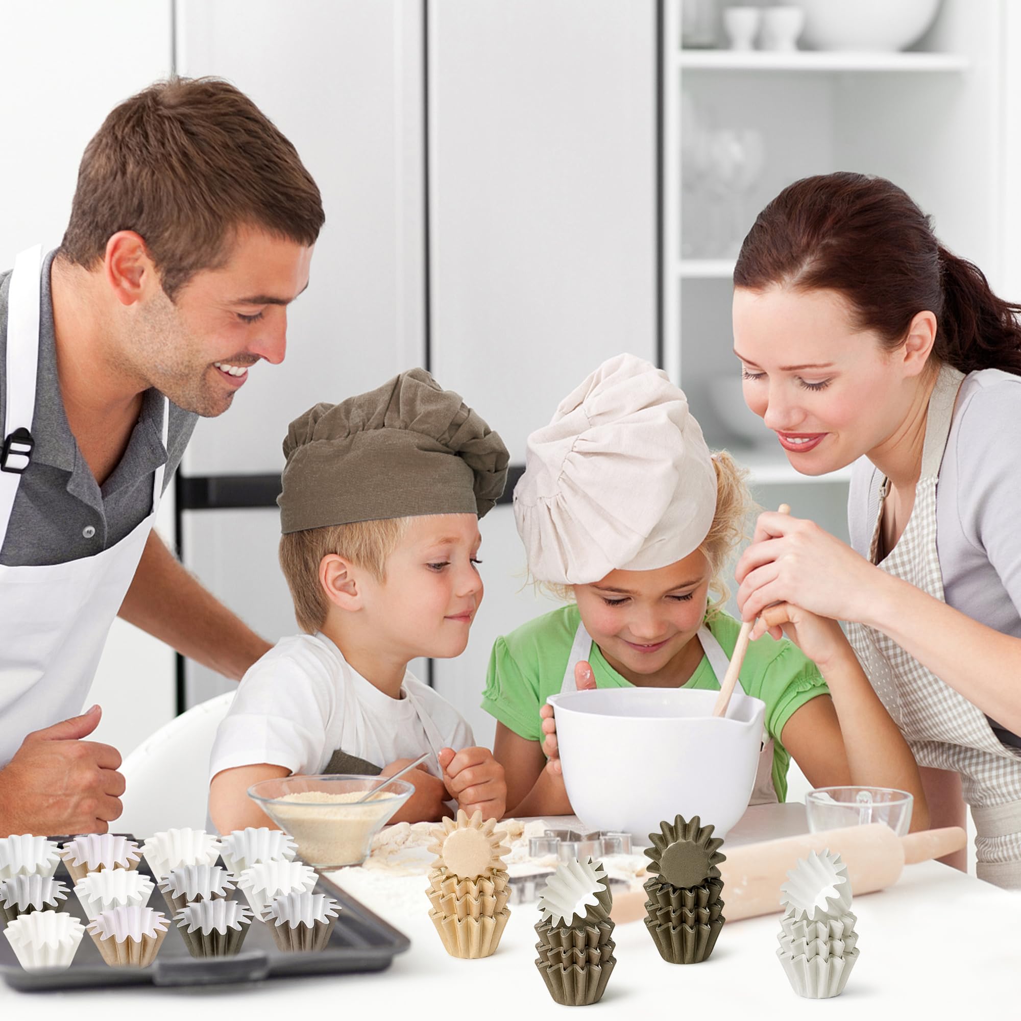 Mini Size Cupcake Liners - 240 Counts Coffee Tan Grease-Resistant Muffin Baking Cups, Bulk Brown Neutral Disposable Paper Cupcake Wrappers for Celebration Gathering Baby Shower Birthday Party Supplies