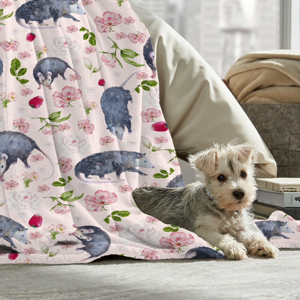 Possums Throw Blankets Opossum Flannel Blanket | Ultra-Soft Micro Opossums Blanket for Girls Boys | Funny Animal Home Decor for Bedding Couch Sofa | 50"x60" Opossum Lover Gift Blanket