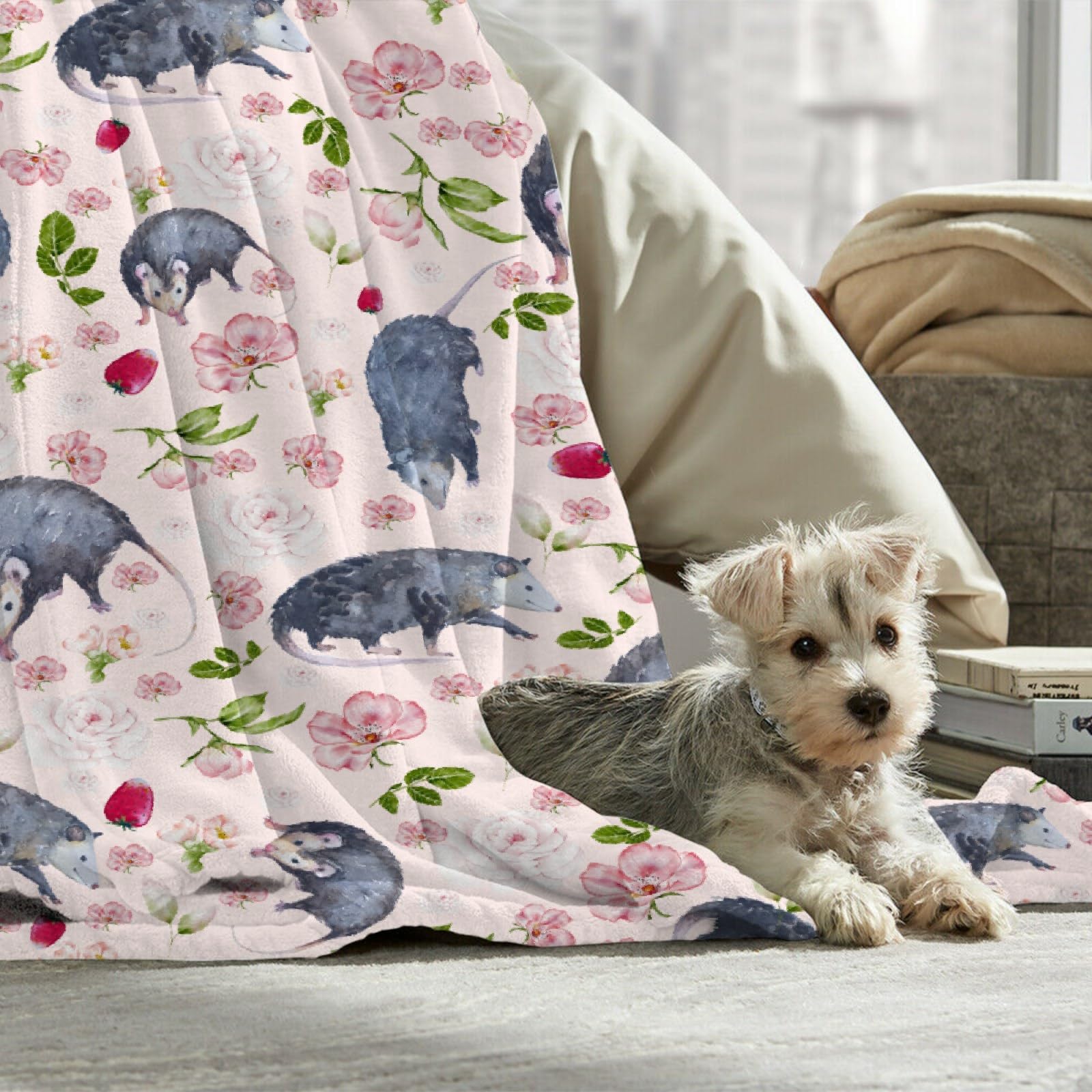 Possums Throw Blankets Opossum Flannel Blanket | Ultra-Soft Micro Opossums Blanket for Girls Boys | Funny Animal Home Decor for Bedding Couch Sofa | 50"x60" Opossum Lover Gift Blanket