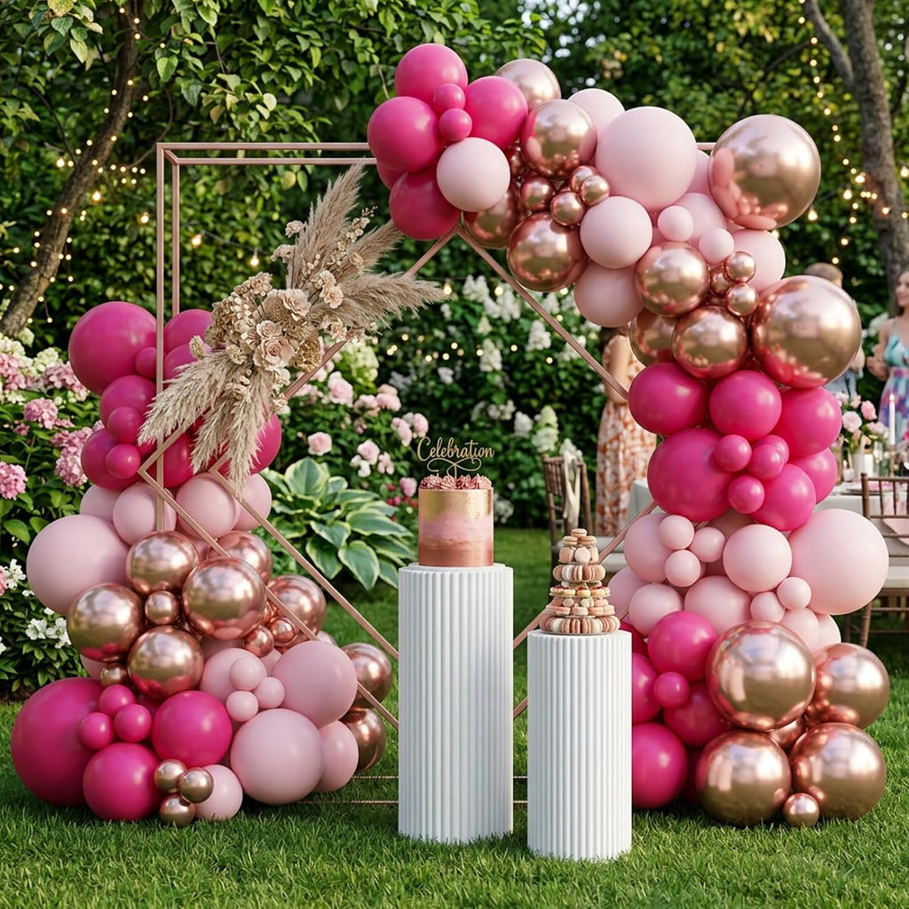 RUBFAC Balloon Garland Kit - 129pcs Latex Balloons in Baby Pink & Hot Pink | Perfect for Birthdays, Weddings, Baby Showers