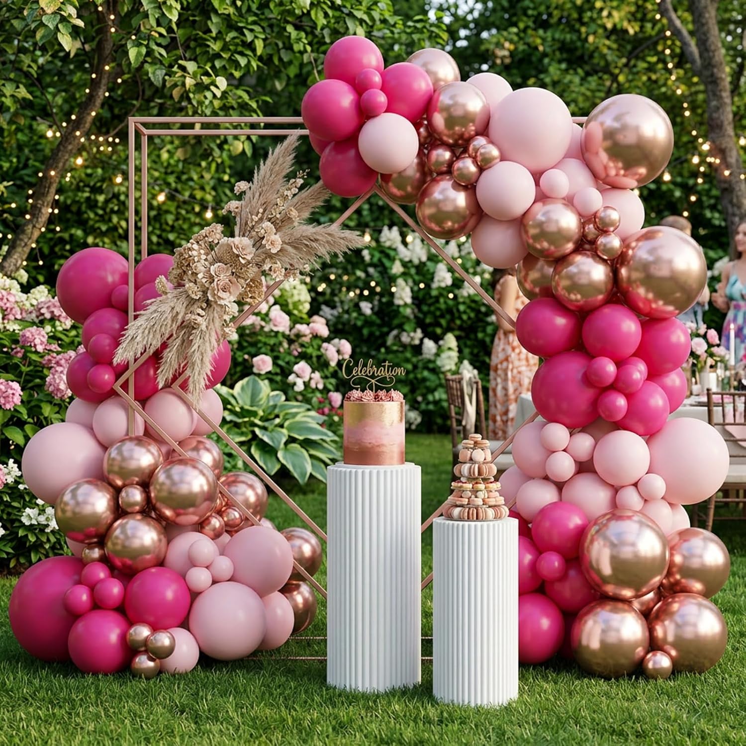 RUBFAC Balloon Garland Kit - 129pcs Latex Balloons in Baby Pink & Hot Pink | Perfect for Birthdays, Weddings, Baby Showers