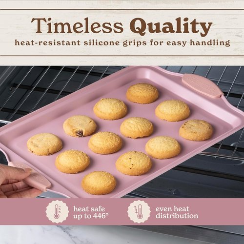 Country Kitchen Nonstick Bakeware Set - Durable, Easy Release, Stackable Design | Pink, 4 Pieces