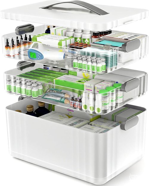 ARSTPEOE 3-Tier Medicine Organizer - Portable Cabinet with Handle | Versatile Pill & First Aid Kit