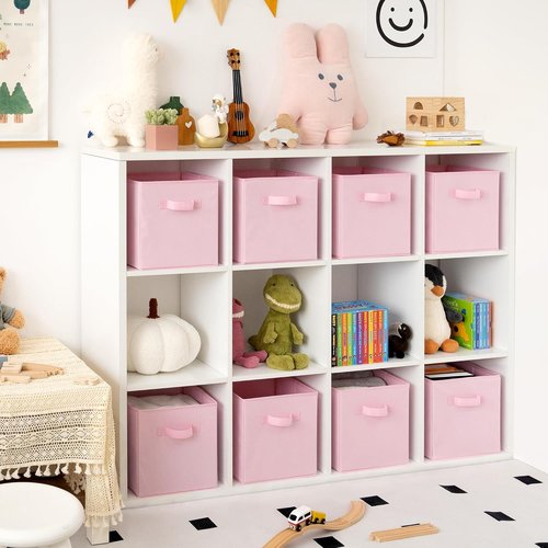 GRANNY SAYS Cube Storage Bins - 11-Inch Collapsible Fabric Organizers with Handle - Pink, 8-Pack