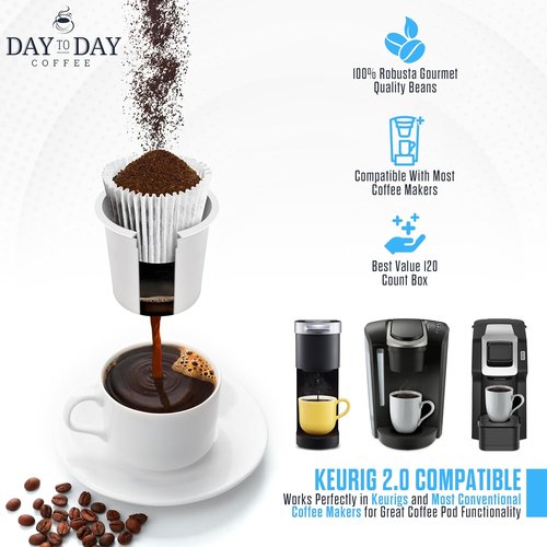 Day To Day | Medium Roast Coffee Pods - 120 Count Compatible with Keurig K-Cup Brewers