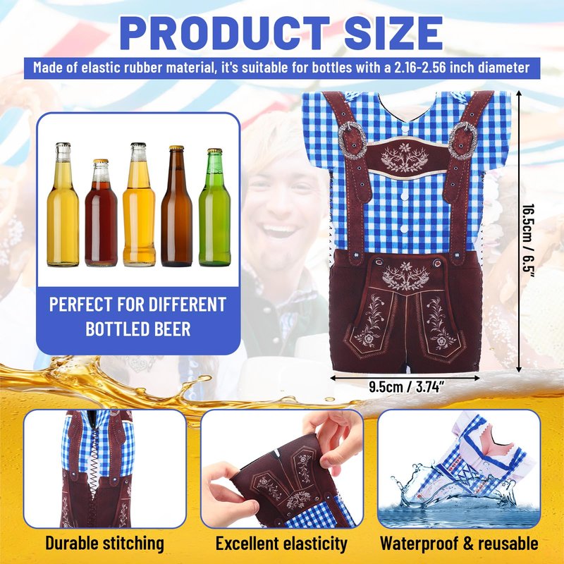LemonRoad 8 Pcs Oktoberfest Decorations Beer Bottle Insulator Sleeves Beer Bottle Cooler Bavarian Party Decorations & Coolers Keeps Cold and Hands Warm Gift for Couples and Oktoberfest Lovers