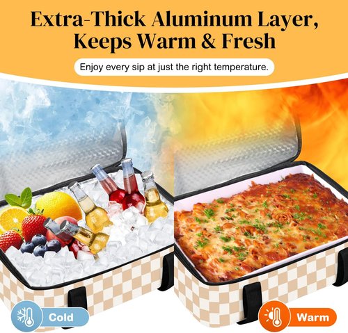 Coobiiya Insulated Casserole Carrier - Keeps Food Hot or Cold | Portable 9" x 13" Lasagna Tote Bag