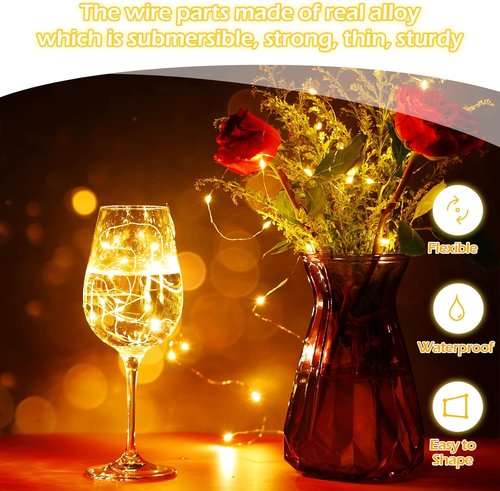 Hortsun Fairy Lights - 20 LED Battery Operated String Lights | 7 Ft Mini Waterproof Twinkle Lights for Weddings & Parties (Warm White)