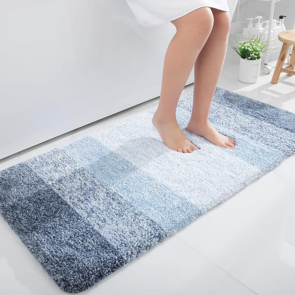 OLANLY Large Bathroom Rugs - Extra Soft Microfiber Mat, Quick Dry & Machine Washable | 45x27, Blue