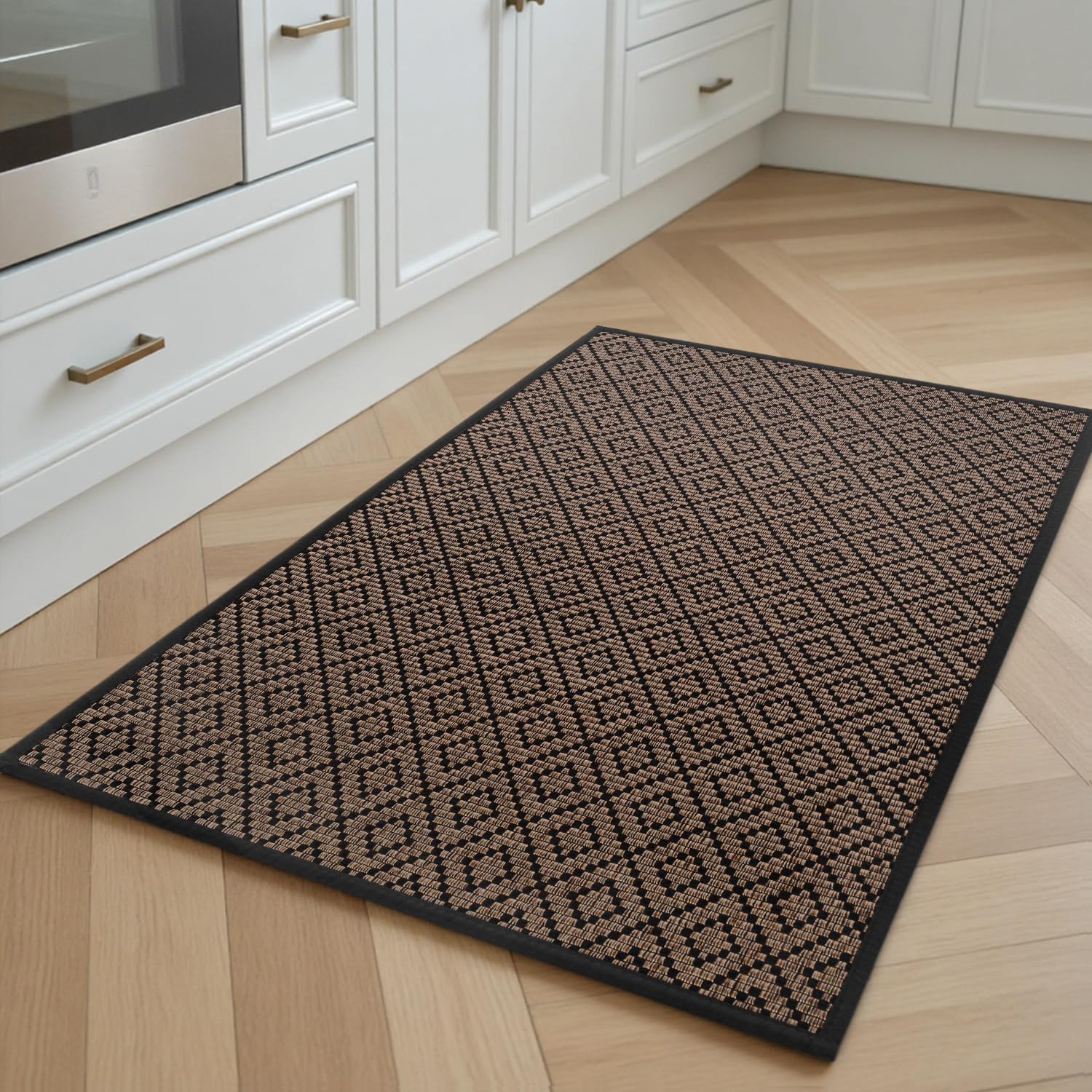 PADOOR Kitchen Floor Mat, Rubber Backed Kitchen Rugs Non Slip Washable, Super Absorbent Kitchen Mats for Floor Front of Sink, 20"x32" Black