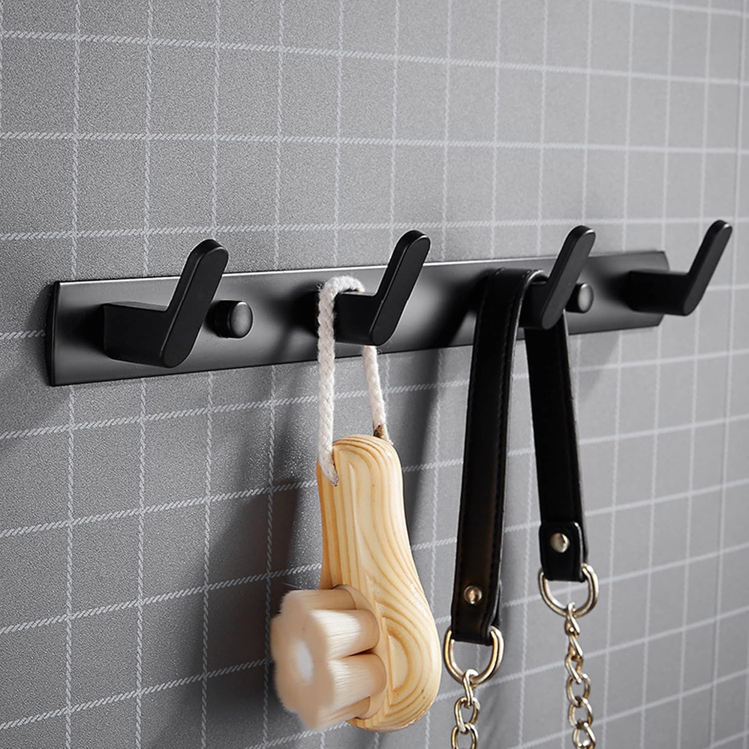 ULIBERMAGNET Magnetic Hooks - Heavy Duty Magnetic Hanger for Coats, Towels & Bags | Matte Black, 4 Hooks
