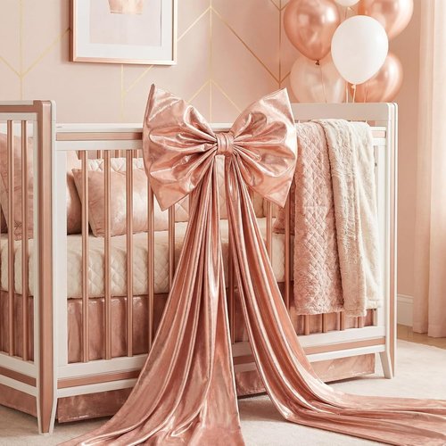 Giant Shiny Bow Decoration - 82-Inch Extra Large Rose Gold Bow with Wire Support for Weddings & Parties