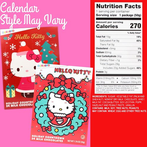 Hello Kitty | 2023 Christmas Countdown Calendar - 24 Milk Chocolate Pieces for Kids, 1.76 Ounces
