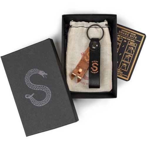 Midnight and Copper Snake Bite Bottle Opener Keychain – 100% USA-Made & Patented Anniversary Edition – Groomsmen Gifts, EDC Gadgets, Groom Gifts, Beer Keychain for Men by Snake Bite Co.
