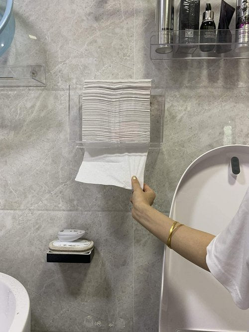 Wall Mount Paper Towel Dispenser,No Drilling Acrylic Bathroom Paper Towel Holder,Clear Napkin Holder for Kitchen,Multifold C-Fold, Z-Fold,Trifold,Folded Paper Hand Towel Dispenser for Kitchen,Toilet