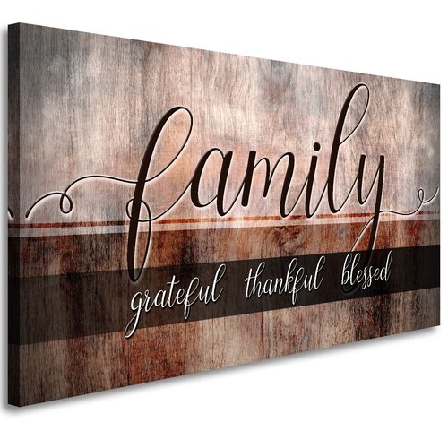 Canvas Wall Art for Living Room-Family Grateful Thankful Blessed-Christian Wall Decor-Family Signs Canvas Prints-Blessed Wall Decor-Artwork Framed Painting Home Decoration Ready to Hang 20"x40"