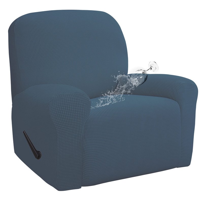 Easy-Going 100% Waterproof Recliner Cover, Dual Waterproof Couch Cover for Recliner, 1- Piece Jacquard Sofa Cover, Leakproof Sofa Slipcover for Kids, Pets, Dog and Cat (Recliner, Bluestone)
