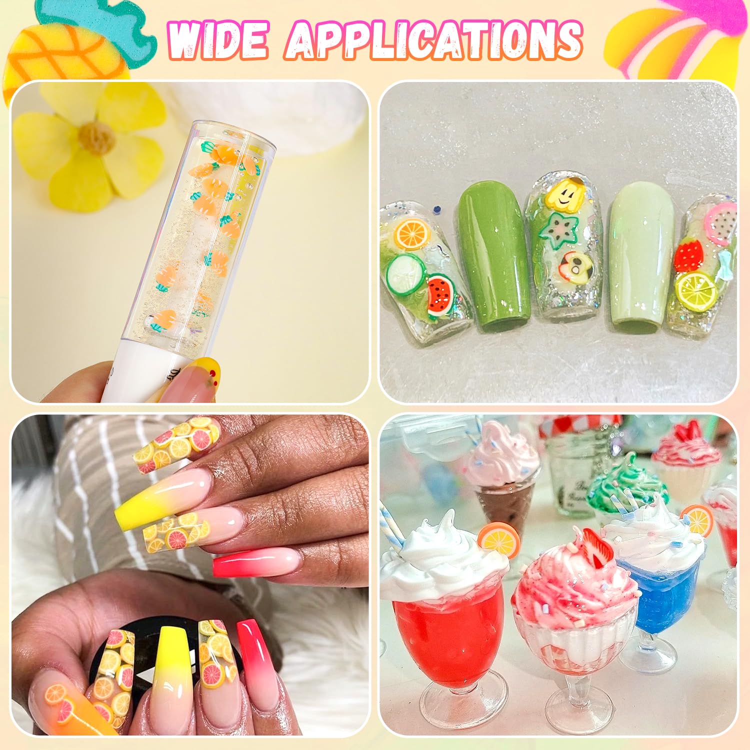 TINKRSTUFF Fruit Slice Polymer Clay Slime Add-Ins - 24-Grid Assorted Fimo Accessories for Nail Art & DIY Crafting