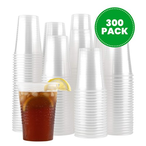 PLASTICPRO Plastic Disposable Drinkng Cps Durable Clear reusable (300, 16 Ounce)