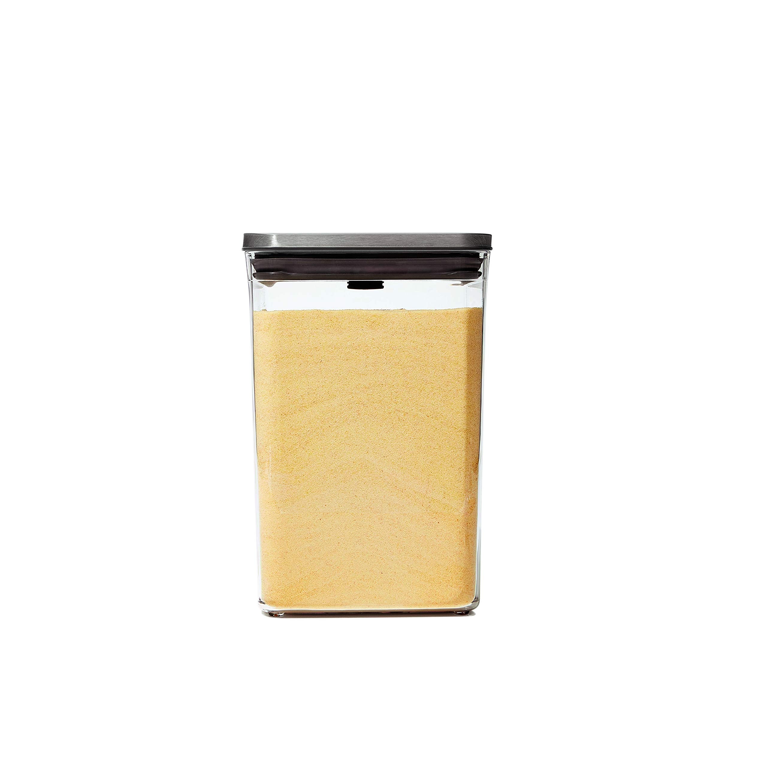 OXO Steel POP Container Big Medium Square - 4.4 Qt for Flour, Sugar and More,Grey
