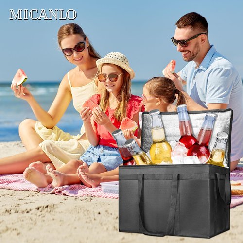 Pack of 2 Insulated Food Delivery Bag with Hard Bottom, XXXL Large Reusable Thermal Cooler Grocery Tote Bag, Commercial Pizza Delivery Box Carrier for Uber Eat, Door Dash Essentials, Hot and Cold Food
