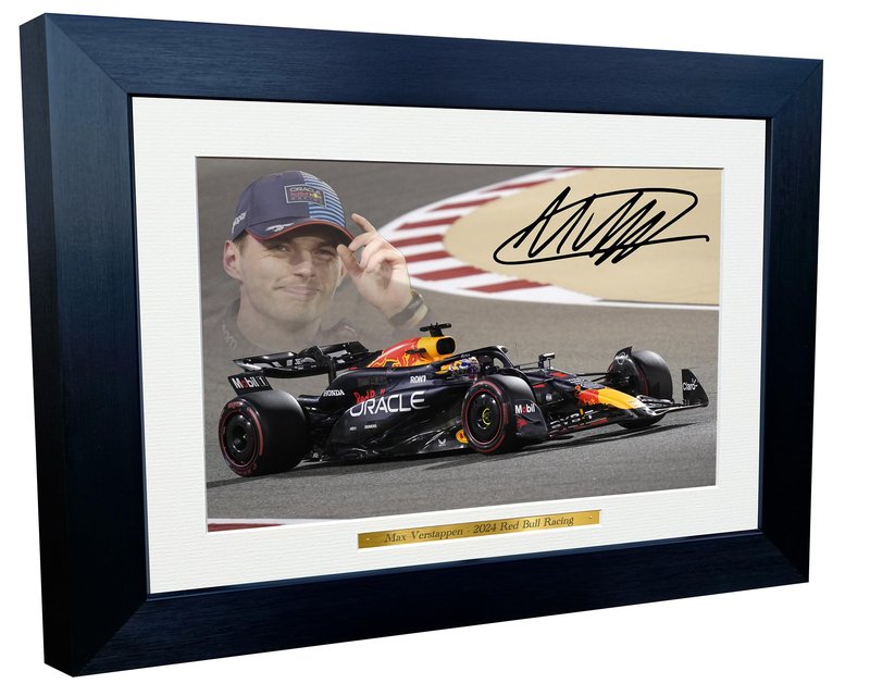 Kitbags & Lockers 12x8 A4 2024 Max Verstappen Racing Autographed Signed Photo Photograph Picture Frame Racing Formula 1 F1 Poster Gift, Black