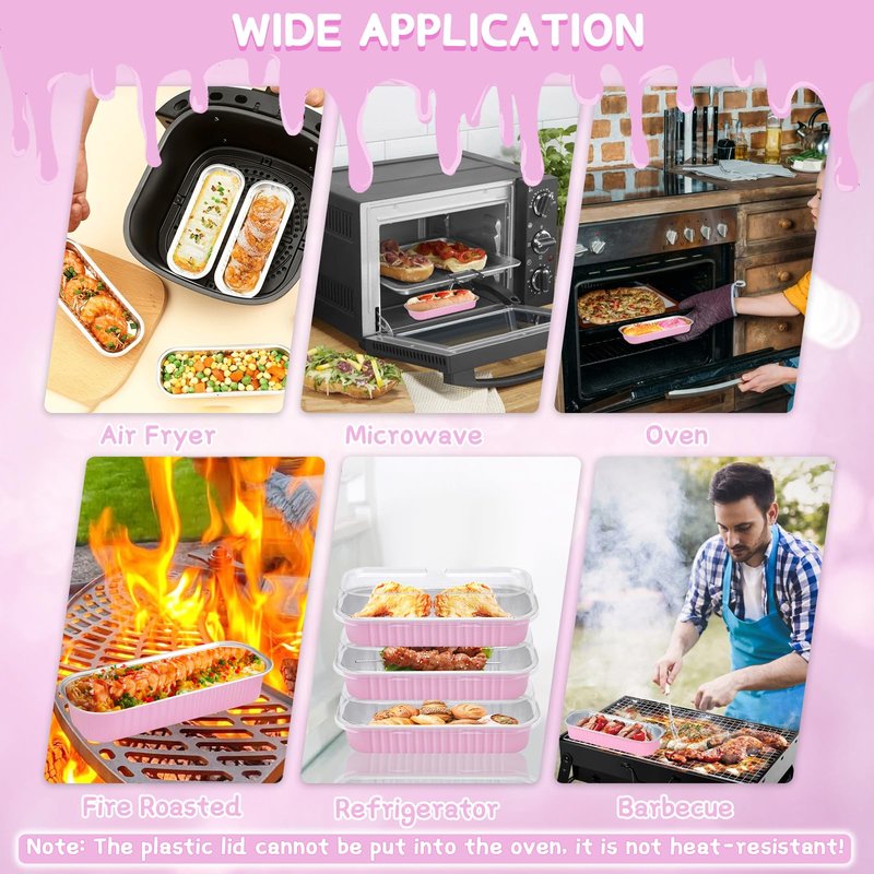 Yimerlen 100 Pack Mini Loaf Pans Mini Cake Pans with Lids and Spoons Sealing Sticker, 6.8oz Rectangle Aluminum Foil Baking Pans Disposable Loaf Cake Pan for Baking (Pink)