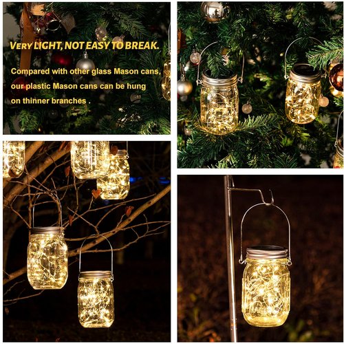 HXWEIYE Solar Mason Jar Lights - 30 LED Waterproof Fairy Lanterns for Outdoor Decor | 8 Pack, Warm White