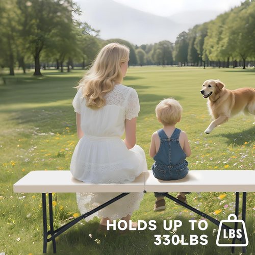 Folding Table - Heavy Duty 330LBS Capacity | Sturdy & Foldable Design for Camping, Parties & More